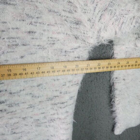 Knox Rose Women's Size M Fuzzy Open Front Cardigan Sweater Knitted Gray - Picture 10 of 13